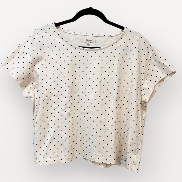 Madewell women’s Cap-Sleeve Boxy Tee in Polka Dot.  Size large. - Picture 2 of 6